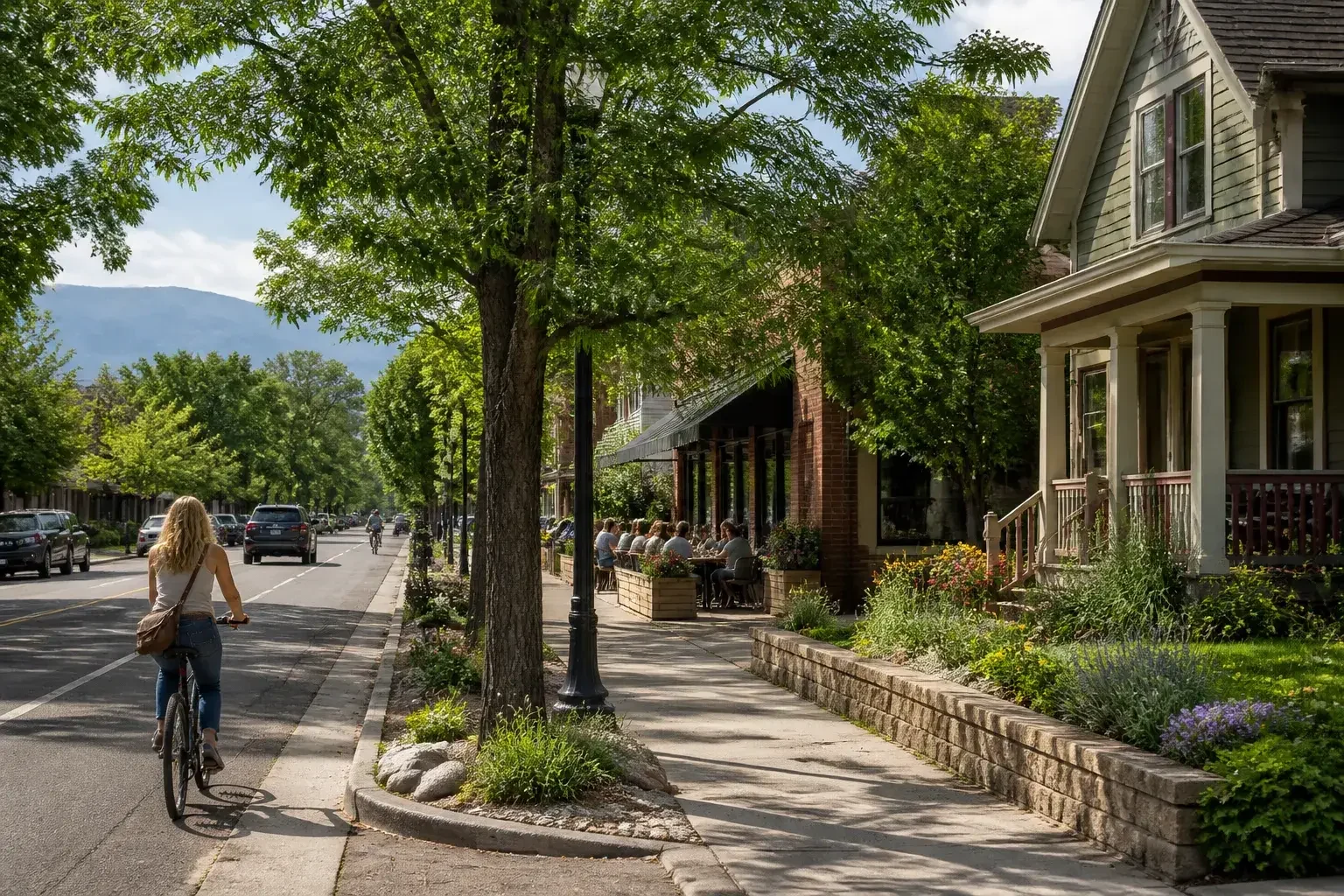 Fort Collins street with trees and well-kept homes.